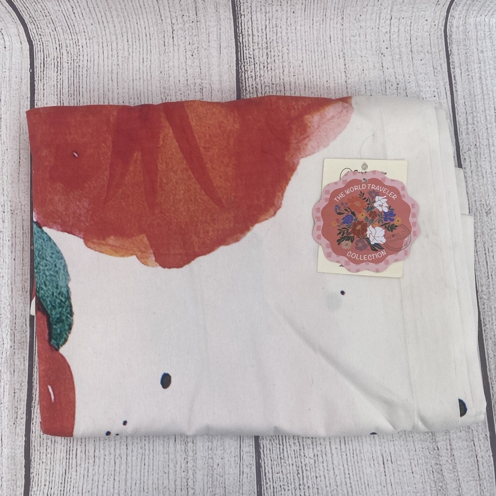 Tessuto Artistico Umbro Tablecloth 55x110 White Red Poppies 100% Cotton Summer